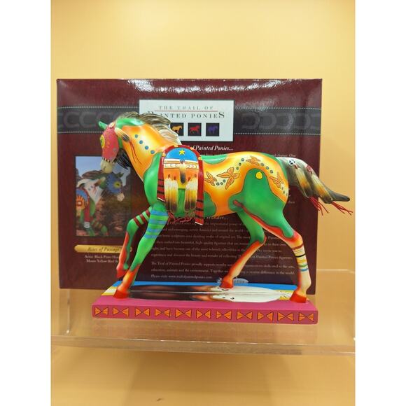 The Trail Of Painted Ponies RITES OF PASSAGE Figurine. Artist: Black Pinto Horse - Picture 4 of 10